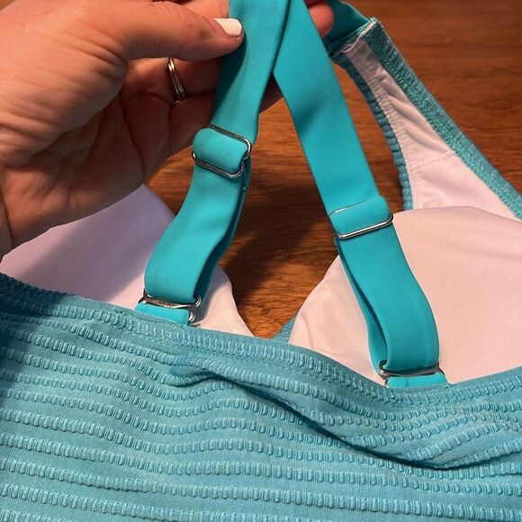 Aqua Striped Women's Bikini Set By Dillards - Picture 5 of 8